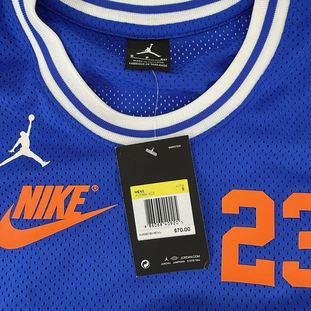 Nike  Air Jordan 5 Legacy Jersey Sleeveless Tank Blue/Orange AV5984-405 Men’s S